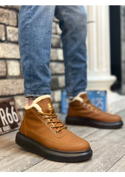 Içi Kürklü Bağcıklı Açık Taba Erkek Tarz Spor Bot BA0151