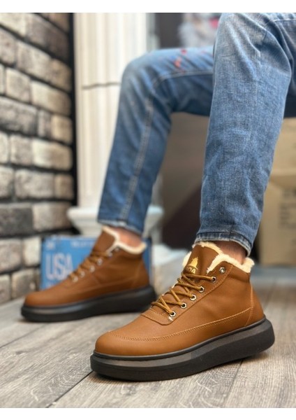 Içi Kürklü Bağcıklı Açık Taba Erkek Tarz Spor Bot BA0151 fiyatları