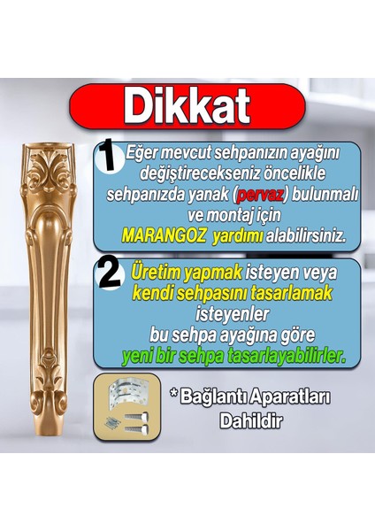 Erva Plastik Sehpa Ayağı 46 cm Gold Altın Orta Ayak Zigon Sehpa Mobilya Masa Ayakları Altın 1 Adet