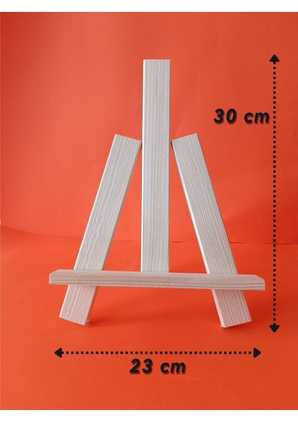 İnci Tuval Küçük Boy Ahşap Şövale Stand Sergi Dekor Masaüstü Fotoğraf Tutucu Çerçeve Vitrin 3 Ayaklı Verniksiz