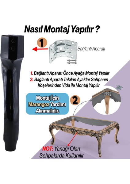 Erva Plastik Sehpa Ayağı 46 cm Siyah Renk Orta Ayak Zigon Sehpa Mobilya Masa Ayakları Siyah 1 Adet indirimleri