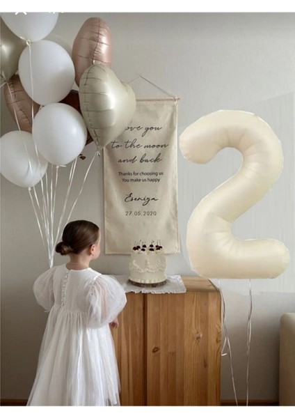 Retro Krem Karamel Folyo Balon Seti