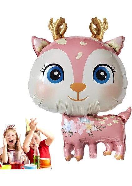 Geyik 3 Yaş Balon Set Ceylan Balon Woodland Konsept Geyik Balon ve Pembe Renk Rakam Balon fiyatları