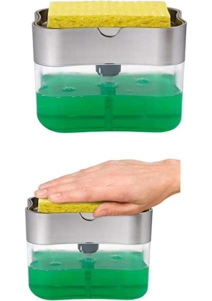 Sıvı Sabunluk, Sünger Hazneli Sıvı Deterjan Sabun Dispanseri 385 ml