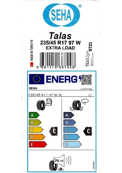 235/45 R17 97W Xl ST23 Talas Yaz Lastiği (Üretim Yılı: 2024) modelleri