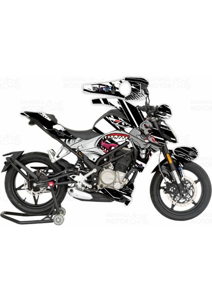 CF Moto NK 250 Sticker Set Shark & Dog Design Siyah
