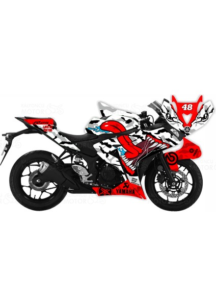 Yamaha R25 Asphalt Monster Design Beyaz 48