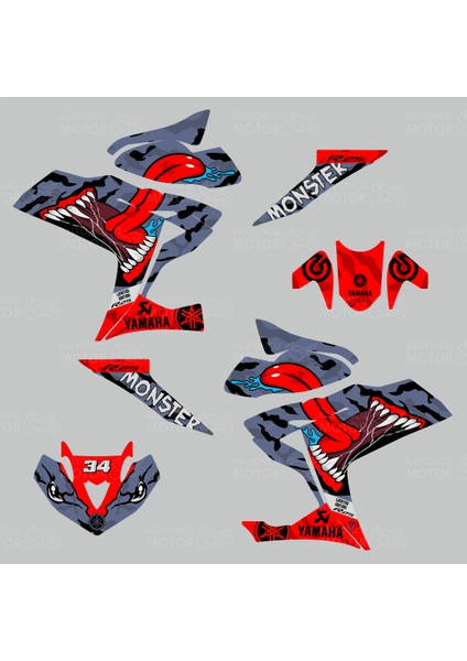 Yamaha YZF R25 Asphalt Monster Desing Sticker Set Mavi-Kırmızı 34 fiyatları