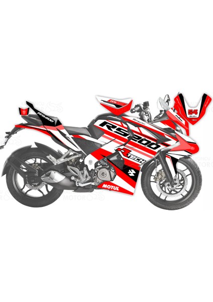 Bajaj Pulsar RS 200 R-Tech Design Sticker Set Kırmızı