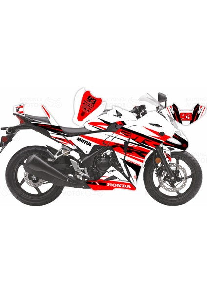 Honda CBR 250 R Eski Kasa RR Lines Design Sticker Set Beyaz-Kırmızı-Siyah