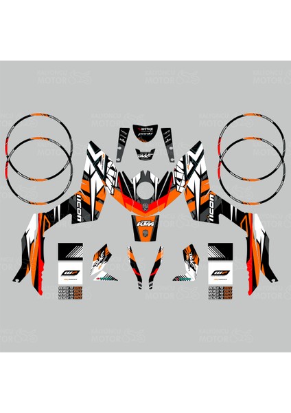 Ktm Duke 200 Race Colors Design Sticker Set Turuncu-Kırmızı fiyatları