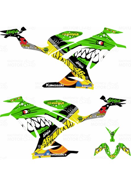 Kawasaki Ninja 300 Rossi Shark Design Yeşil fiyatları