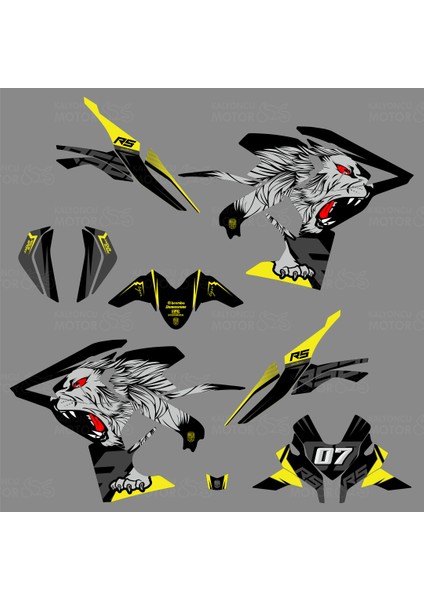 Bajaj Pulsar RS 200 Tiger Design Sticker Set Siyah Gri Sarı fiyatları