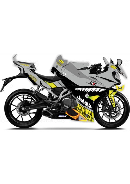 CF Moto 250 SR Rossi Shark Design Gri Sticker Set - Motor Kaplama
