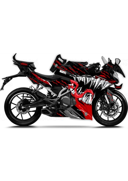 CF Moto 250 SR Venom Design Siyah Kırmızı Beyaz Sticker Set - Motor Kaplama
