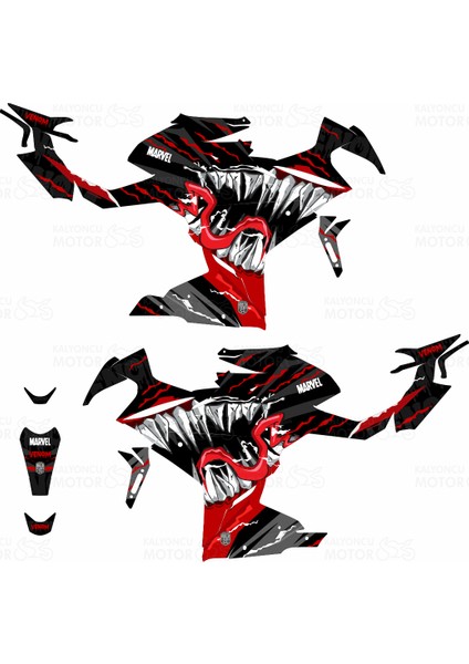 CF Moto 250 SR Venom Design Siyah Kırmızı Beyaz Sticker Set - Motor Kaplama fiyatları