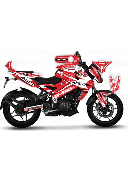 Bajaj Pulsar NS200 Japan Drift Design Kırmızı Beyaz