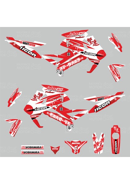 Bajaj Pulsar NS200 Japan Drift Design Kırmızı Beyaz fiyatları