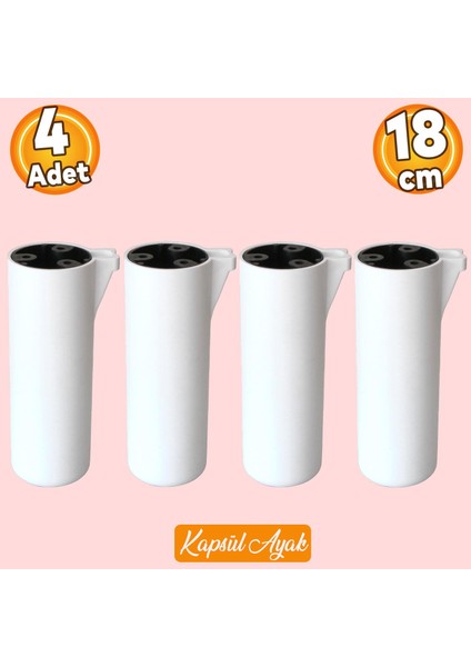 Kapsül Bohem Beyaz 18 cm Mobilya Kanepe Koltuk Baza Yükseltici Yükseltme Ayağı Ayakları 4 Adet