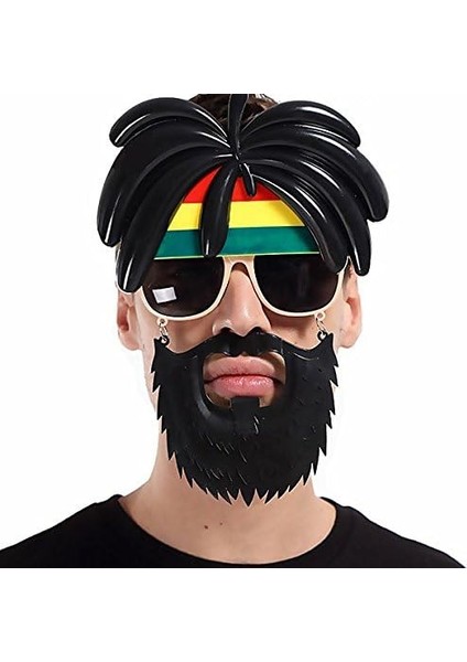 Öz Trend Store Rasta Peruklu Rasta Sakallı Bob Marley Bıyıklı Parti Gözlüğü 27X18 cm