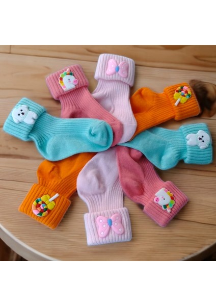 Figürlü Çorap 4'lü Paket Kız Bebek - Kız Çocuk