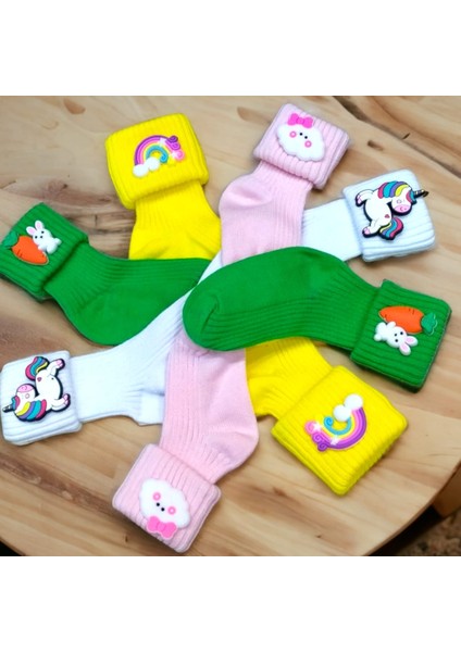 Figürlü Çorap 4'lü Paket Kız Bebek - Kız Çocuk