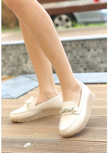 Leyd Beyaz Cilt Babet Ayakkabı modelleri