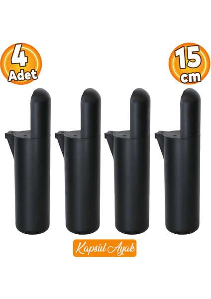 Kapsül Bohem Mobilya Kanepe Tv Ünitesi Koltuk Konsol Yükseltici Ayakları Siyah 15 cm 4 Adet