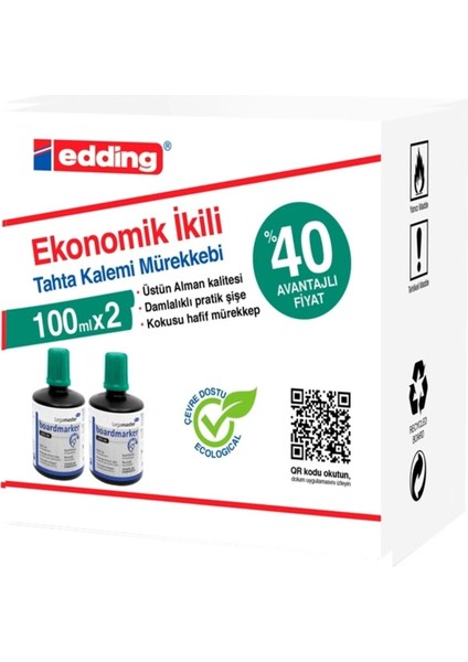 Tahta Kalem Mürekkebi Ekonomik 100 ml Yeşil 2 Li