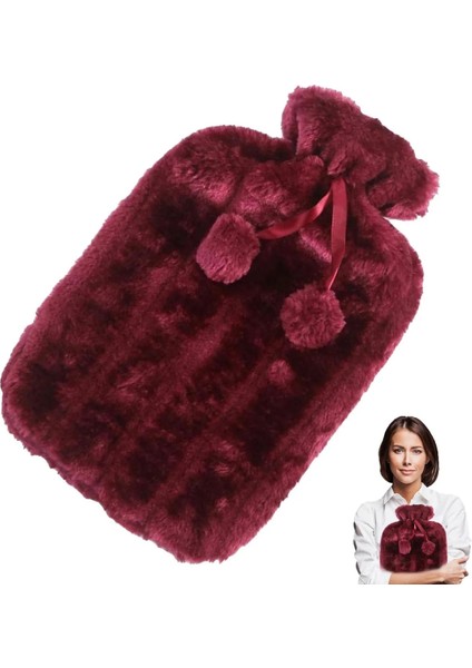 2 Litre Ponponlu Yumuşak Peluş Sıcak Su Torbası Mor fırsatları