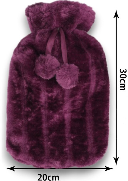 2 Litre Ponponlu Yumuşak Peluş Sıcak Su Torbası Mor