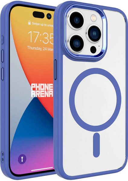 Apple iPhone 15 Pro Max Kılıf Wireless Şarj Özellikli Zore Krom Magsafe Silikon Kapak