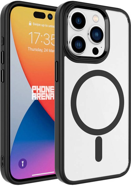 Apple iPhone 15 Pro Kılıf Wireless Şarj Özellikli Zore Krom Magsafe Silikon Kapak