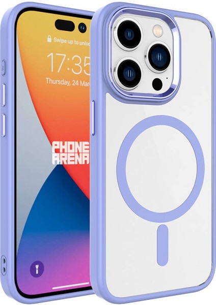 Apple iPhone 13 Pro Max Kılıf Wireless Şarj Özellikli Zore Krom Magsafe Silikon Kapak