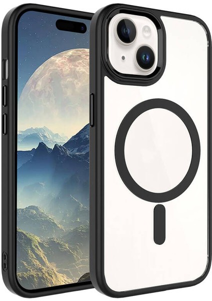 Apple iPhone 14 Plus Kılıf Wireless Şarj Özellikli Zore Krom Magsafe Silikon Kapak