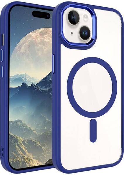 Apple iPhone 13 Kılıf Wireless Şarj Özellikli Zore Krom Magsafe Silikon Kapak