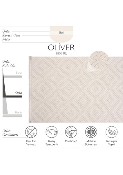 Oliver 9208 Bej Yolluk Modern Salon Halısı Antre Hol Koridor Halısı Dokuma Makine Halısı fiyatları