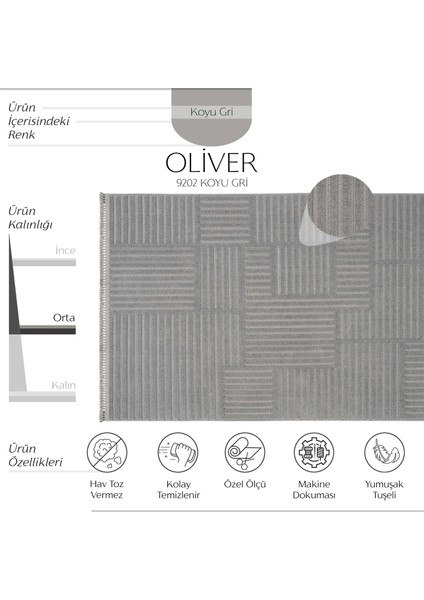 Oliver 9202 Gri Yolluk Modern Salon Halısı Antre Hol Koridor Halısı Dokuma Makine Halısı fiyatları
