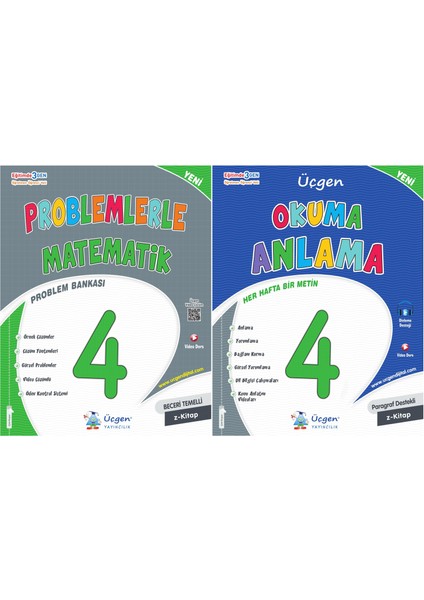 2025 4. Sınıf Problemler + Türkçe Okuma Anlama 36 Hafta Seti 2 Kitap