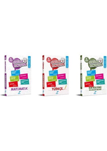 2025 5. Sınıf Matematik + Türkçe + Din Kültürü Sorular Konuşuyor Seti 3 Kitap Güncel Müfredat