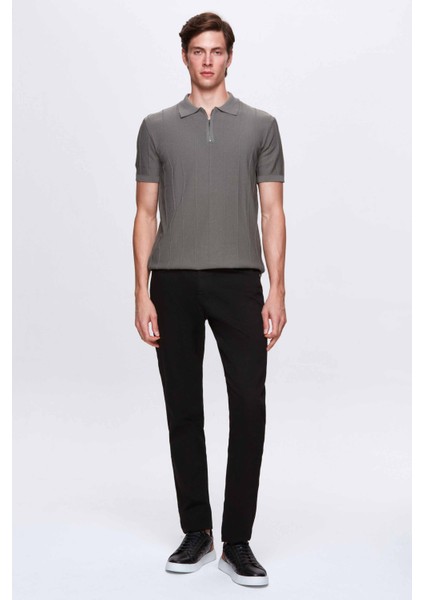 Slim Fit Haki Rayon Polo Yaka Fermuarlı Triko T-Shirt fırsatları
