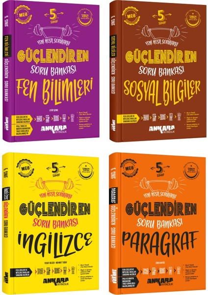 2025 5. Sınıf Fen Bilimleri + Sosyal + Ingilizce + Paragraf Güçlendiren Soru Seti 4 Kitap Güncel Müfredat