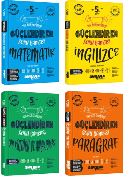 2025 5. Sınıf Matematik + Ingilizce + Din Kültürü + Paragraf Güçlendiren Soru Seti 4 Kitap Güncel Müfredat