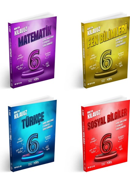 2025 6. Sınıf Matematik + Türkçe + Fen + Sosyal Öğreten Kılavuz Konu Etkinlikli Soru Seti 4 Kitap