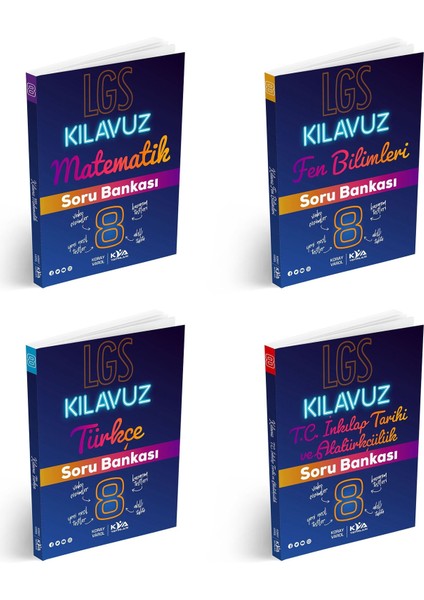 2025 8. Sınıf Matematik + Türkçe + Fen + Inkılap Kılavuz Soru Seti 4 Kitap