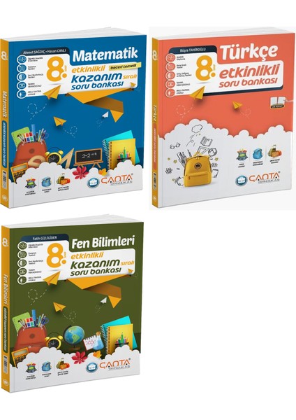 2025 8. Sınıf Lgs Matematik + Türkçe + Fen Etkinlikli Kazanım Soru Seti 3 Kitap