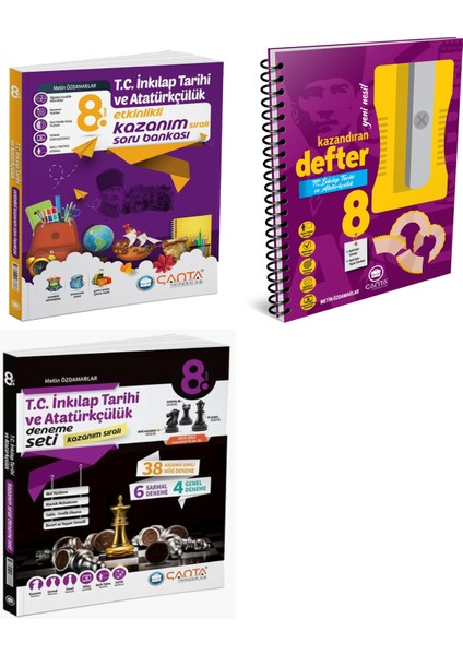 2025 8. Sınıf Lgs Inkılap Bilgiler Etkinlikli Soru + Kazandıran Defter + Kazanım Deneme Seti 3 Kitap