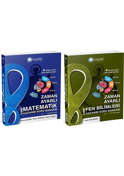 2025 8. Sınıf Lgs Matematik + Fen Bilimleri Zaman Ayarlı Kazanım Soru Bankası Seti 2 Kitap