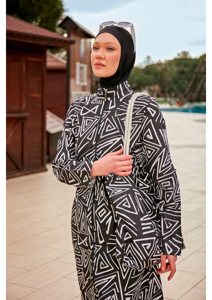 Desenli Tam Kapalı Tesettür Mayo R2403 fiyatları