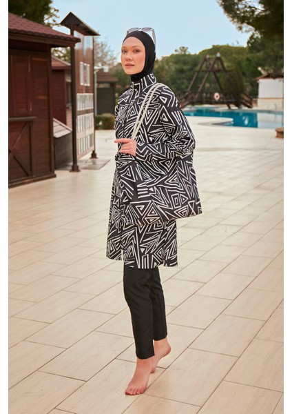 Desenli Tam Kapalı Tesettür Mayo R2403 modelleri